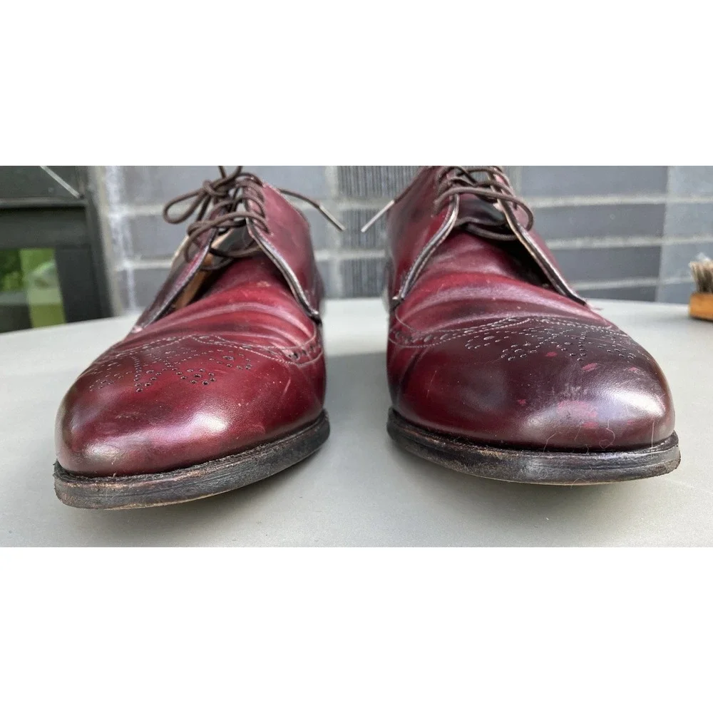 Breather Wright Mens Dark Academia Wingtip Brogue Burgundy Shoes 11.5B